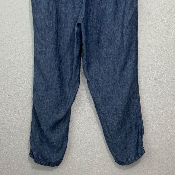 J. Jill 100% Linen Blue Chambray Pull On Ankle Pants - Picture 10 of 12